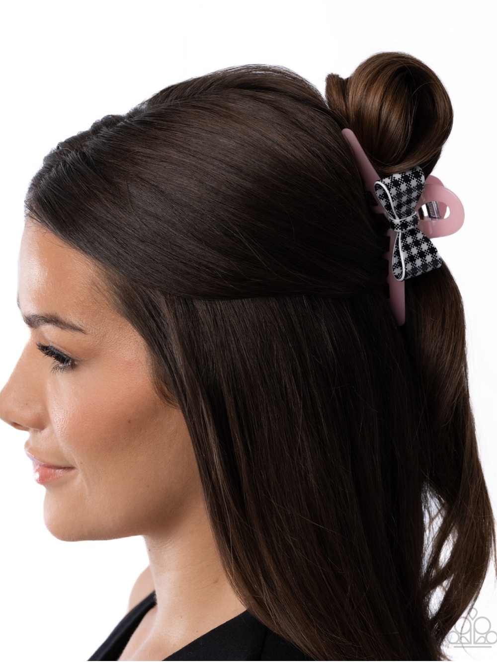 NWT Houndstooth bow & pink claw clip(Last One)